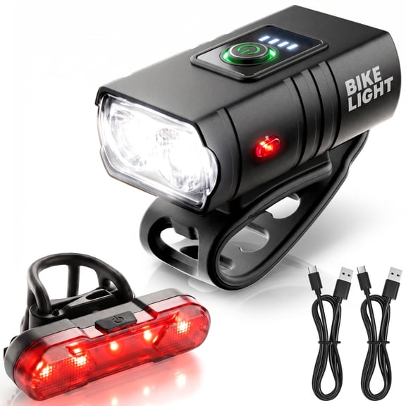 DAYBETTER Bike Lights Set, 360 Lumens Rechargeable Bicycle Headlight & Taillight，6+4 Lighting Modes, IPX4 Waterproof, Easy to Install for Night Riding Commuting