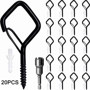 DAYBETTER 20PCS Metal Screw Hooks, Q-Hanger Hooks for String Lights, Ceiling Hooks for Wind Chimes, Lanterns,Outdoor Decorations