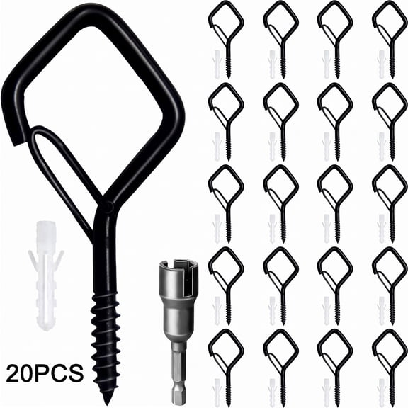 DAYBETTER 20PCS Metal Screw Hooks, Q-Hanger Hooks for String Lights， Ceiling Hooks for Wind Chimes, Lanterns,Outdoor Decorations