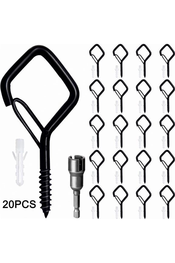 20PCS Metal Screw Hooks, Q-Hanger Hooks for String Lights, Ceiling Hooks for Wind Chimes, Lanterns,Outdoor Decorations