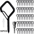 thumbnail image 1 of DAYBETTER 50PCS Metal Screw Hooks, Q-Hanger Ceiling Hooks for String Lights, Wind Chimes, Outdoor Decorations, 1 of 7