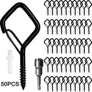 DAYBETTER 50PCS Metal Screw Hooks, Q-Hanger Ceiling Hooks for String Lights, Wind Chimes, Outdoor Decorations