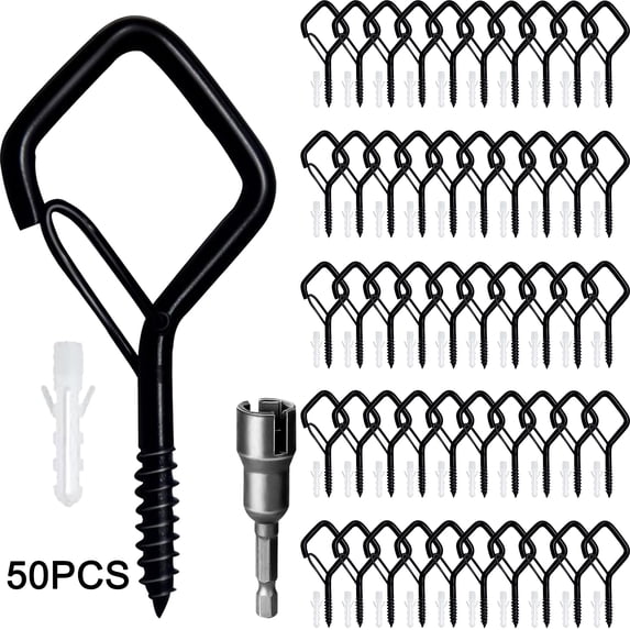 DAYBETTER 50PCS Metal Screw Hooks, Q-Hanger Ceiling Hooks for String Lights, Wind Chimes, Outdoor Decorations