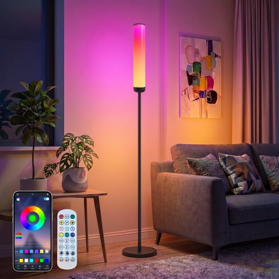 DAYBETTER LED Floor Lamp, 65" Modern Standing Lamp with App & Remote Control, RGB Color Changing, Music Sync Smart Floor Lamp for Living Room, Bedroom, Gaming Room