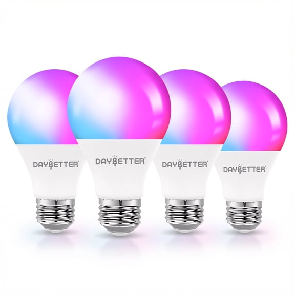 DAYBETTER Light Bulbs RGBCW Wi-Fi Color Changing Led Bulbs,Compatible with Alexa & Google Home Assistant,A19 E26 9W (60W Equivalent) 800LM,4Pack