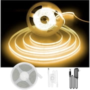 DAYBETTER COB LED Strip, 16.4ft 3000K Warm White Dimmable, 24V 1600 LEDs 2835 Flexible Light for Bedroom Home Decor