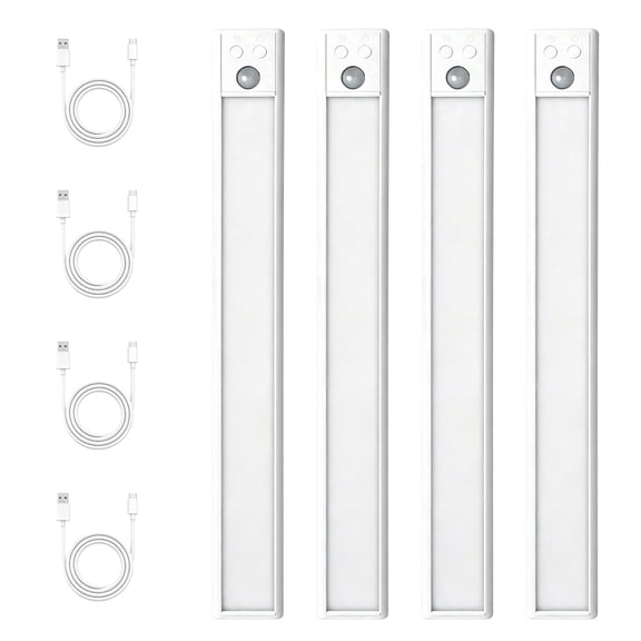 DAYBETTER 80 LED Under Cabinet Lighting, USB Rechargeable Closet Lighting kit with Motion Sensor and Magnetic Strip for Wardrobe, Kitchen Wireless Lighting,4 Pack