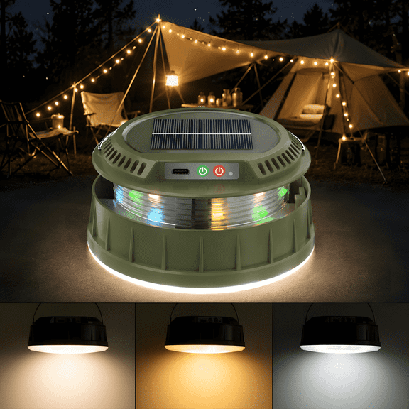 DAYBETTER LED Camping Flashlight, Waterproof, 1200mAh Rechargeable Battery, USB & Solar Charging, for Emergency, Hiking & Outdoor Use