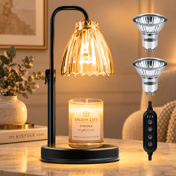 DAYBETTER Candle Warmer Lamp, Adjustable Height Timer Gifts Wax Warmer Lamp, Wax Melt Lights for New Home Decor(2*50W Bulbs)