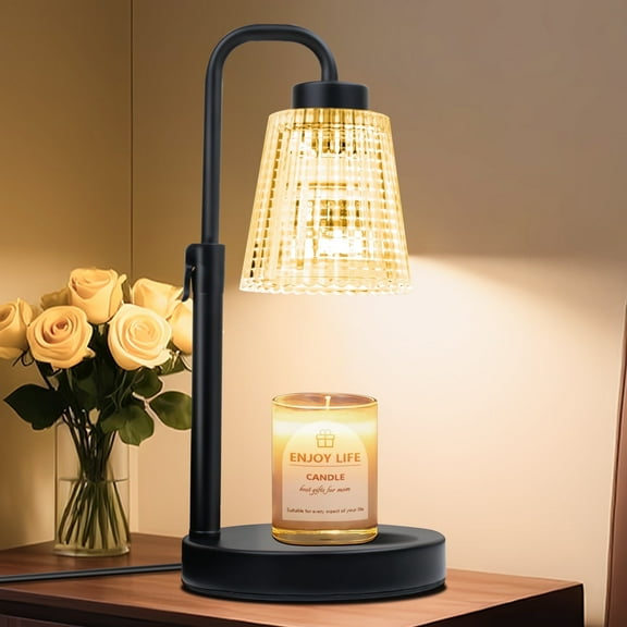 DAYBETTER Candle Warmer Lamp,Glass Electric Candle Lamp with 2*50W GU10 Bulbs,Adjustable Height Dimmable Gifts Lamp for Mom Girlfriend Home Decor
