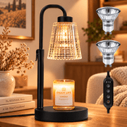 DAYBETTER Candle Warmer Lamp,Glass Electric Candle Lamp with 2*50W GU10 Bulbs,Adjustable Height Dimmable Gifts Lamp for Mom Girlfriend Home Decor