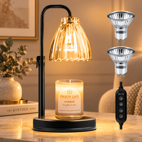DAYBETTER Candle Warmer Lamp, Adjustable Height Timer Gifts Wax Warmer Lamp, Wax Melt Lights for New Home Decor(2*50W Bulbs)