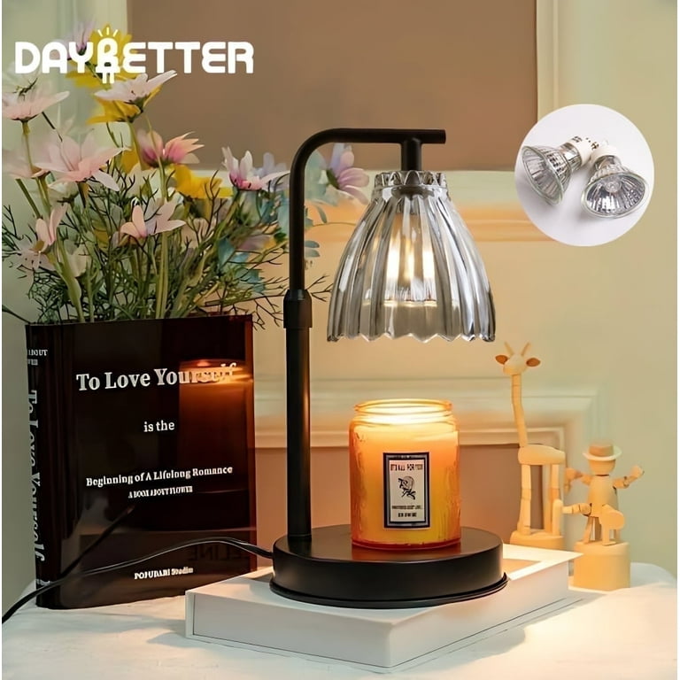 Candle Warmer Lamp With Timer & Dimmer - Adjustable Height For Jar Candles, Includes 2 Bulbs