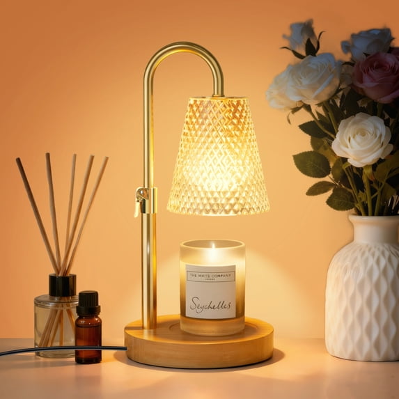 DAYBETTER Candle Warmer Lamp with Timer, Dimmable Adjustable Height Wax Warmer Lamp,Home Decor Wax Melter Light (2*50W GU10 Bulbs)