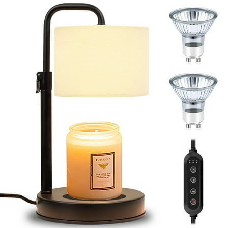 DAYBETTER Candle Warmer Lamp with Timer, Dimmable,Adjustable Height Wax Warmer Lamp with 2*50W Bulbs, House Warming Gifts for Mom Friend Bedroom Home Decor