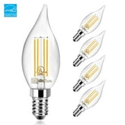 DAYBETTER Chandelier Light Bulbs, Candelabra Light Bulbs 60W Equivalent E12 LED Bulb Dimmable LED Light Bulbs 2700K Warm White 5.5W 600LM Flame Light Bulbs Tip Vintage CA11 Candle Light Bulbs, 5 Pack