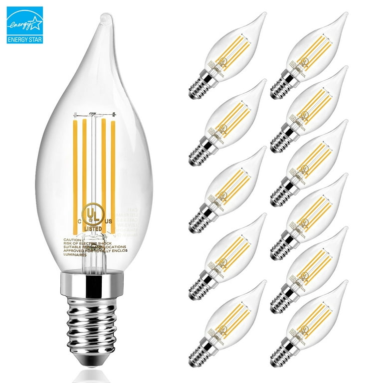 DAYBETTER Candelabra LED Light Bulbs LED Candelabra Bulbs 60 Watt Equivalent E12 LED Bulb 2700K Warm White Chandelier Light Bulbs 600lm Flame Tip