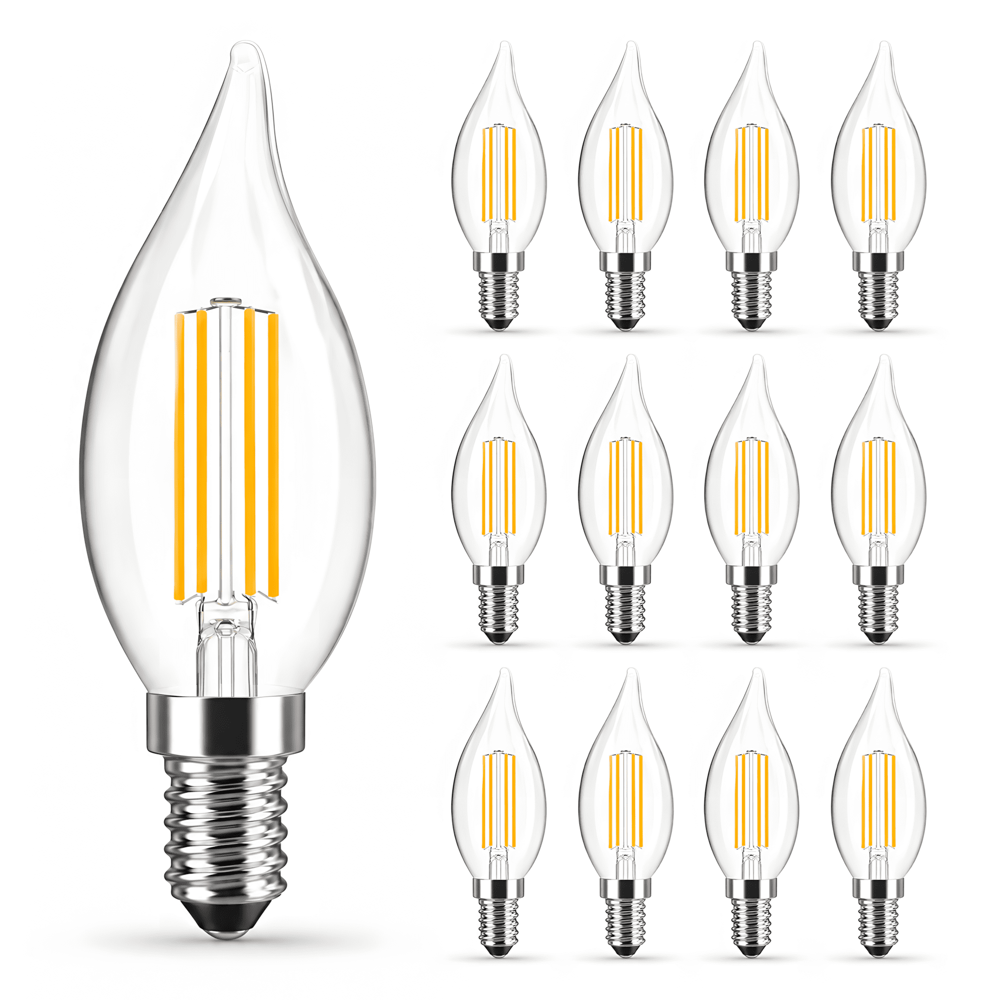 DAYBETTER Chandelier Light Bulbs, Candelabra Light Bulbs 40W Equivalent ...