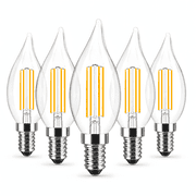 DAYBETTER Chandelier Light Bulbs, Candelabra Light Bulbs 40W Equivalent E12 Dimmable LED Light Bulbs 2700K Warm White 4.5W 400LM Flame Light Bulbs Tip Vintage CA11 Candle Light Bulbs, 5 Pack