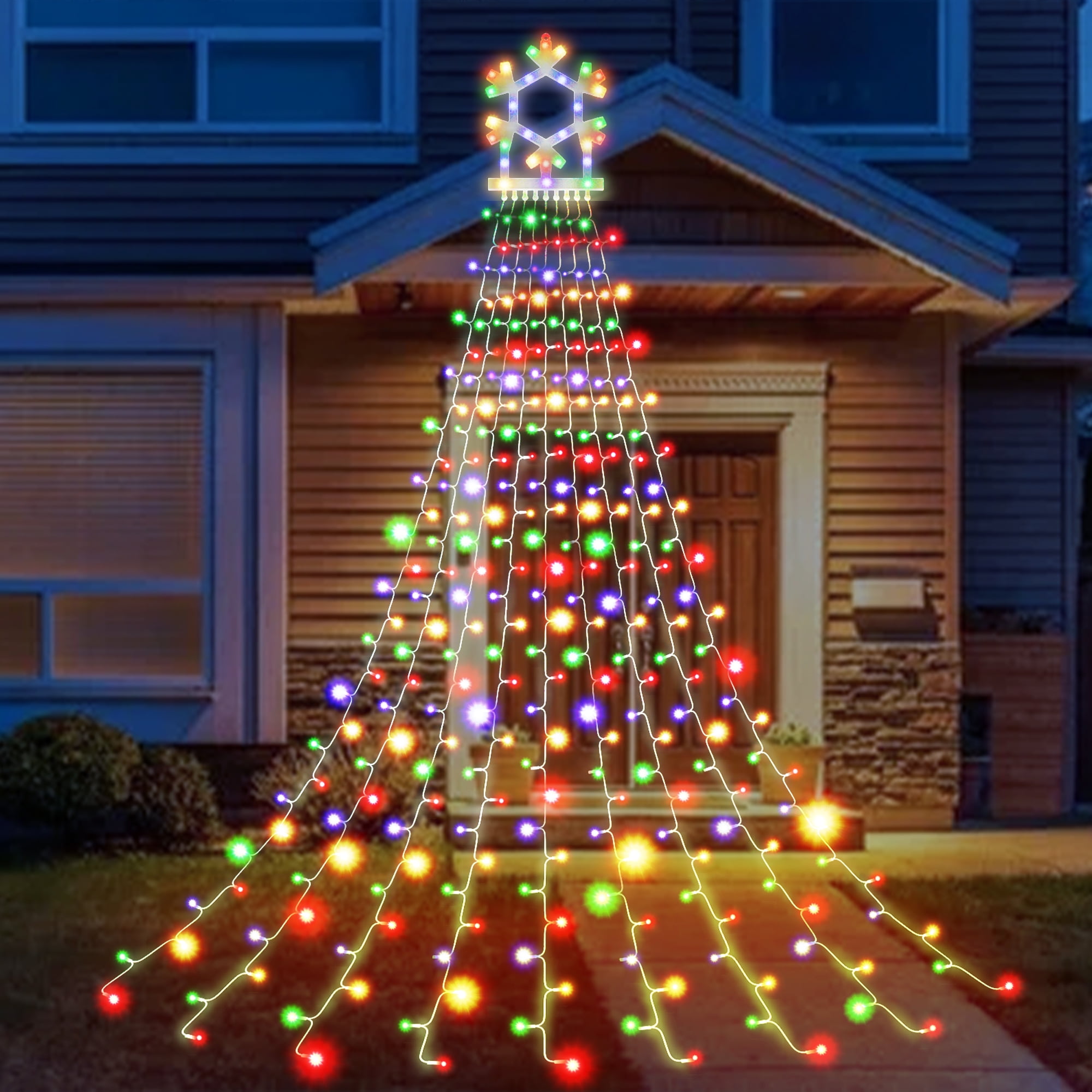 DAYBETTER Christmas Tree Lights, 9 Strands Waterfall Lights with 317 LEDs,  for Outdoor - Walmart.com, image size:2000x2000