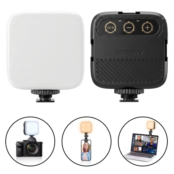 DAYBETTER LED Video Light with 3 Cold Shoe, Soft Selfie Light Panel with Clip for Phone/Laptop/Tablet, Portable Camera light for Video Vlogging
