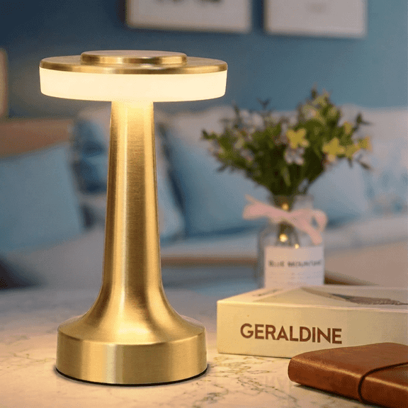DAYBETTER Gold Cordless Desk Lamp, Dual-Zone Touch Lamp, 3 Color Temperatures & Dimmable Lamp, Rechargeable Table Lamp for Bedroom, Living Room