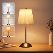DAYBETTER Cordless Table Lamp, 12" Brass Rechargeable Cute Desk Light, Touch Lamp with Dimmable 3 Option Lights for Modern Office Home Decor