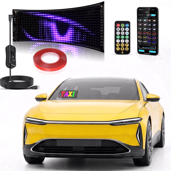 DAYBETTER Devil Eyes LED Window Light, 2.75” x 6.81” Programmable Scrolling LED Sign with Bluetooth & Remote, Custom Text & Animations for Decoration, Advertising & Business