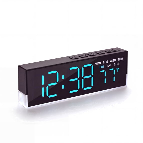 DAYBETTER Digital Clock, Desk Clock with Dual Display Modes, 3-Level White Ambient Light & Dimmable Backlight, Alarm Clock for Bedroom, Office