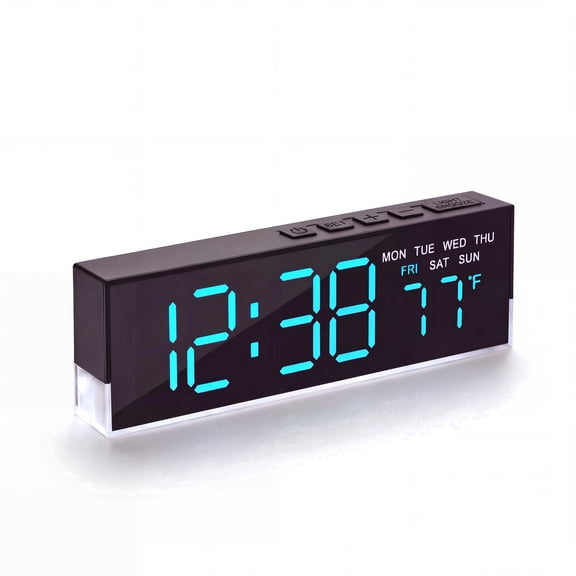 DAYBETTER Digital Alarm Clock, Dual Display Modes, 3-Level White Ambient Light & Dimmable Backlight, for Bedroom, Office, Desk