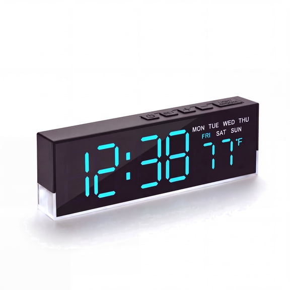 DAYBETTER Digital Alarm Clock, Dual Display Modes, 3-Level White Ambient Light & Dimmable Backlight, for Bedroom, Office, Desk