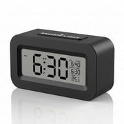 DAYBETTER Rechargeable Digital Alarm Clock with Large Display Showing Month, Date and Temperature, ℃/℉ Switch, Snooze, USB Port, Long Battery Life for bedrooms,