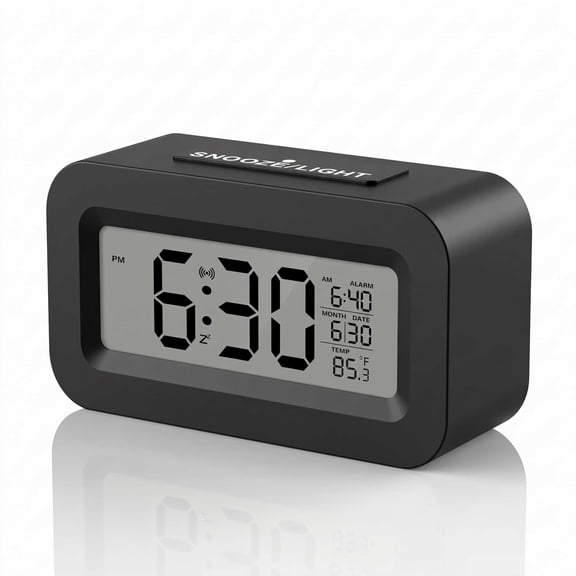 DAYBETTER Rechargeable Digital Alarm Clock with Large Display Showing Month, Date and Temperature, ℃/℉ Switch, Snooze, USB Port, Long Battery Life for bedrooms, bedside tables, desks, and office.