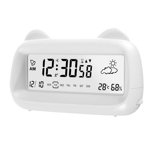 DAYBETTER Digital Alarm Clock , Multifunctional LED Clock with Cat Ear, 12/24Hr, Backlight, Countdown Timer, Snooze – Ideal for Office, Bedroom