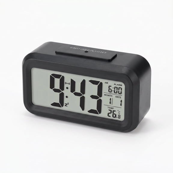 DAYBETTER Digital Alarm Clock, Time/Date/Week/Temperature Display, Auto Dimmable Backlight, 12/24H & Snooze, Large LED Digital Clock for Bedroom Office(Black)