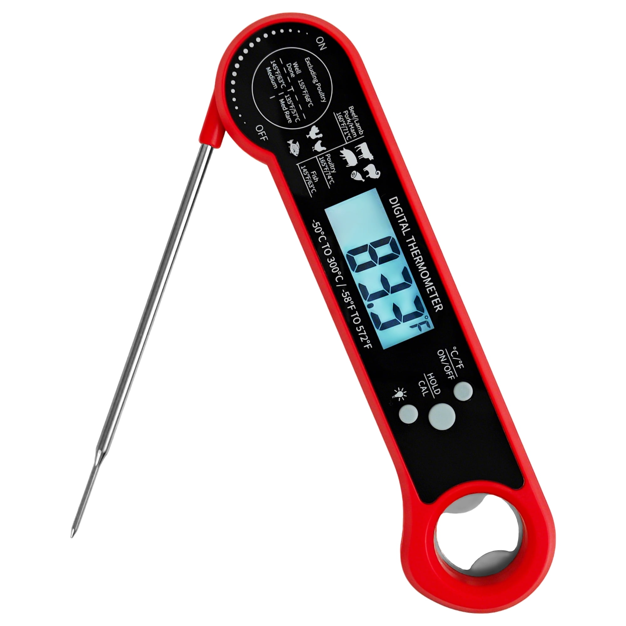 DAYBETTER Digital Food Thermometer, with Bottle Opener, Instant Read Meat Thermometer with Long Probe, for Cooking Bread Baking Liquids Candy Kitchen BBQ - Walmart.com