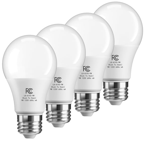 DAYBETTER Dusk to Dawn Light Bulbs Outdoor with Infrared Function, 60 Watt Equivalent, Automatic On/Off Sensor LED Light Bulb, 9W Daylight 5000K, 800Lumen, A19 E26 Bulbs,4pack