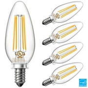 DAYBETTER E12 Led Candelabra Bulbs 60W Equivalent, Dimmable Chandelier Light Bulbs, High Brightness 500 LM Warm White 2700K, B11 Filament Candle Light Bulbs, Clear Glass Style for Home, 5 Pack