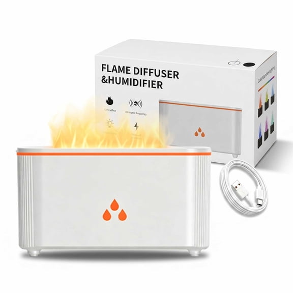 DAYBETTER Flame Diffuser, 160ml Ultrasonic Essential Oil Diffuser with 7 Color Flame Light, USB-C Powered Cool Mist Humidifier for Home Office