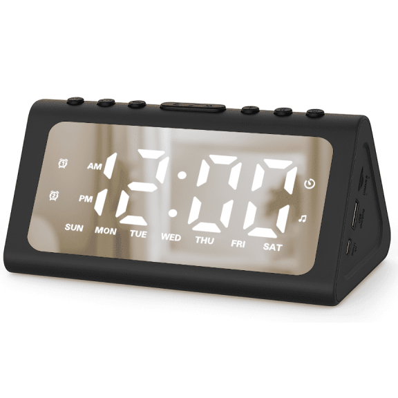 DAYBETTER Extra Loud Alarm Clock for Heavy Sleepers, Digital Bedside Clock with Dual Alarms, Nature Sounds, Adjustable Volume & Dimmer for Adults and Teens (Black)