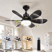 DAYBETTER 20.5in Ceiling Fans with Lights and Remotet, 6 Blades & Dimmable Socket Fan, 3 Color Temperature and Timer for Bedroom Kitchen Office Garage,Black