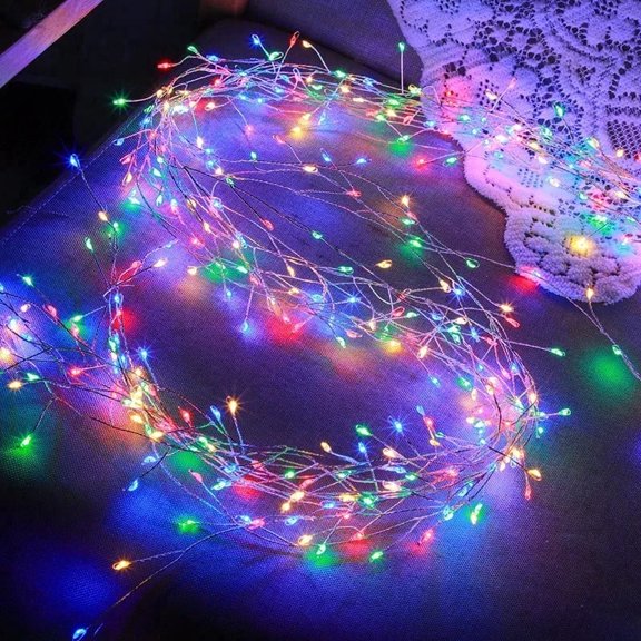 DAYBETTER Firecracker String Lights, 104ft 800LED USB Fairy Lights with 8 modes, Multi-color Twinkle Lights for Wedding Party Christmas Decoration