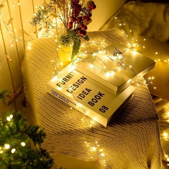 DAYBETTER Firecracker String Lights, 104ft 400LED USB Fairy Lights with 8 modes, Warm White Twinkle Lights for Wedding Party Christmas Decoration