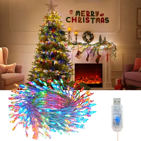 DAYBETTER Firecracker String Lights, 52ft 400LED USB Fairy Lights with 8 modes, Multi-color Twinkle Lights for Wedding Party Christmas Decoration