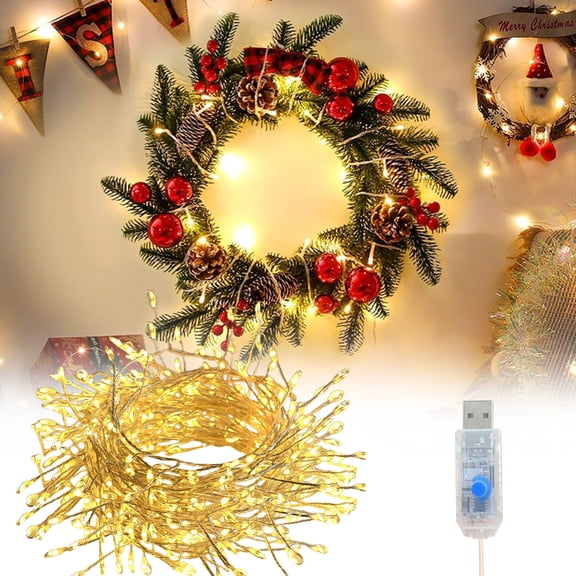 DAYBETTER Firecracker String Lights, 52ft 200LED USB Fairy Lights with 8 modes, Warm White Twinkle Lights for Wedding Party Christmas Decoration