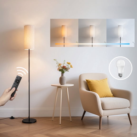 DAYBETTER Floor Lamp for living room, Dimmable Floor Lamp with Remote Control, 3000K-6000K, 9W LED Bulbs, Tall Lamps for Living Room, Bedroom, Office