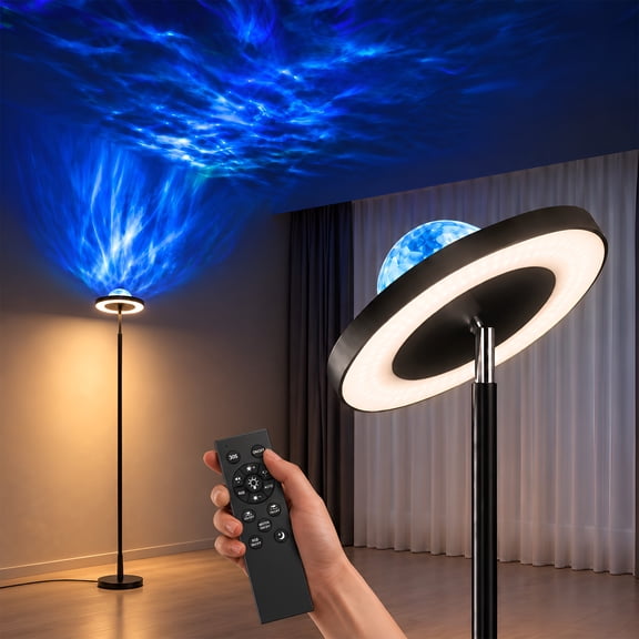 DAYBETTER Floor Lamp with RGB Projector, 70" Tall Standing Lamp with Remote, Dimmable LED Corner Lamp for Living Ro