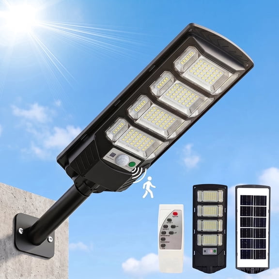 DAYBETTER Solar Street Lights Outdoor, 6000K Waterproof Motion Sensor LED Solar Parking Lot Lights with Remote for Patio Parking Lot Garage Yard