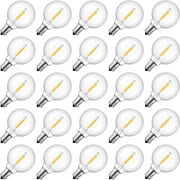 DAYBETTER G40 Replacement LED Light Bulbs, 25 Pack Clear Globe Bulb fits E12 C7 Candelabra Screw Base Sockets,  No-Dimmable Edison Light Bulbs for Indoor Outdoor Patio Decor, Warm White