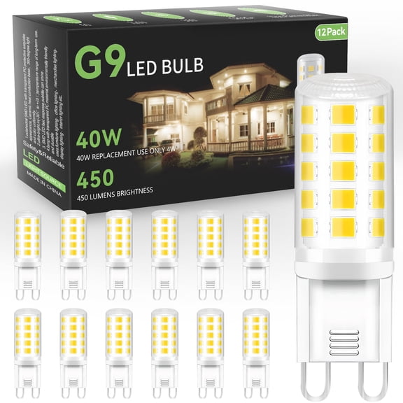 DAYBETTER G9 LED Light Bulb, 4W Equivalent, Non-Dimmable, 6000K Daylight White, 450 Lumens, CRI 85+, 12 Pack